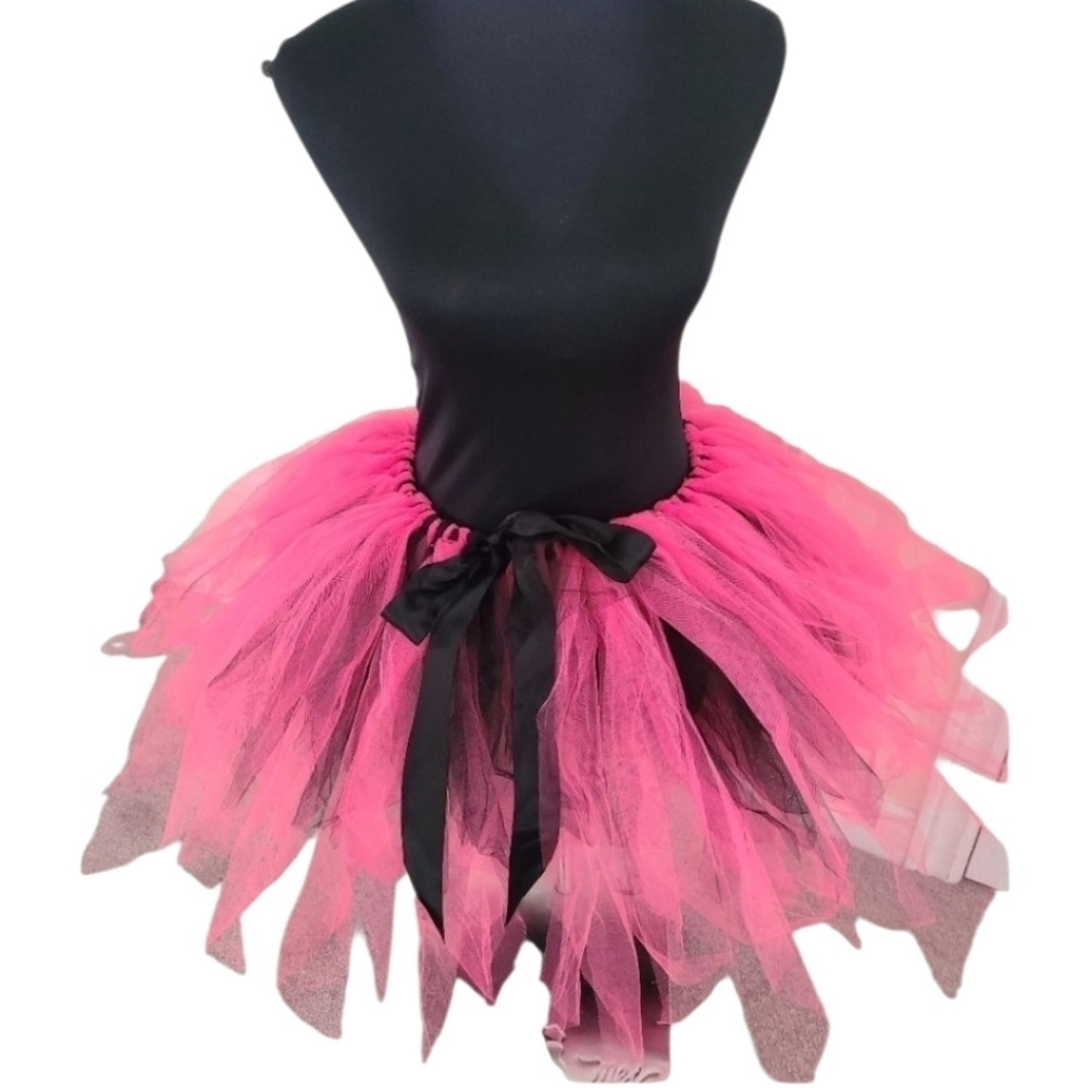 HANDMADE Tulle Tutu Pink & Black Fairy Skirt Size Small